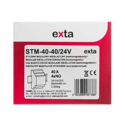 Stycznik modułowy instalacyjny 40A 4xNO 24V AC/DC+F13 TYP: STM-40-40/24V ZAMEL (EXT10000297-WUN)